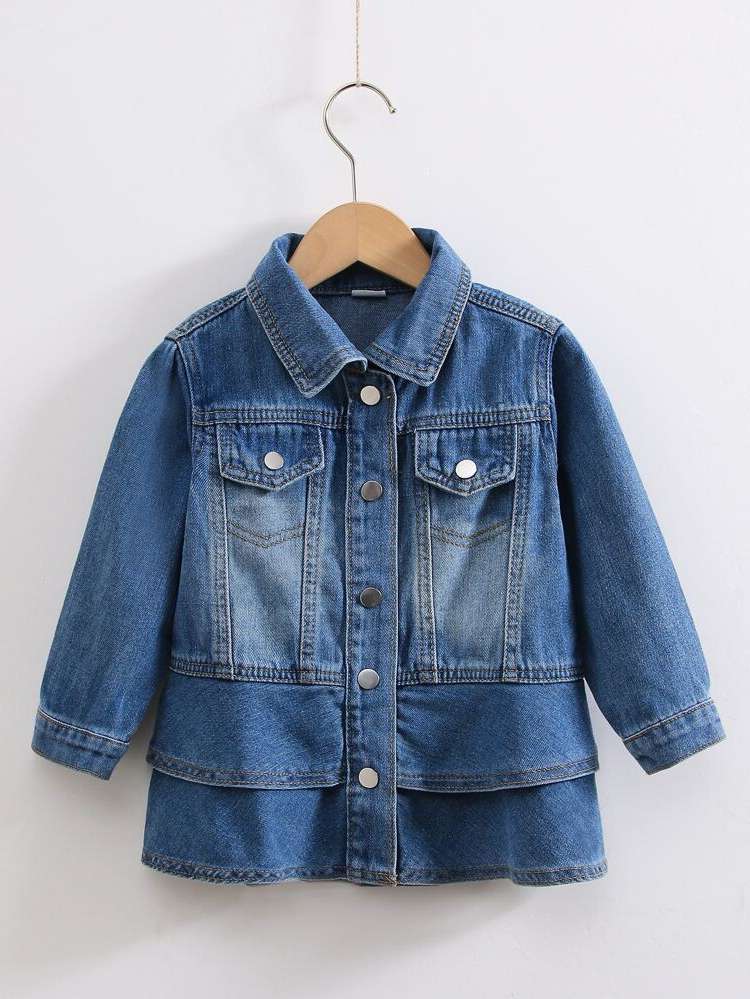  Casual Regular Ruffle Hem Toddler Girls Denim 8431