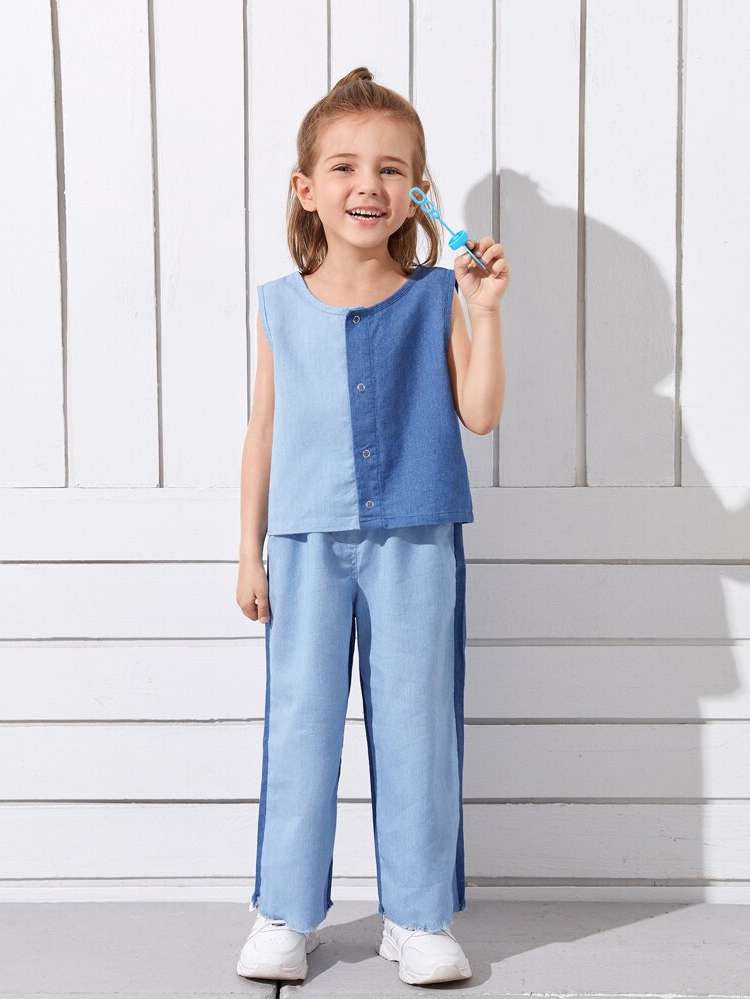  Round Neck Casual Toddler Girls Denim 7506