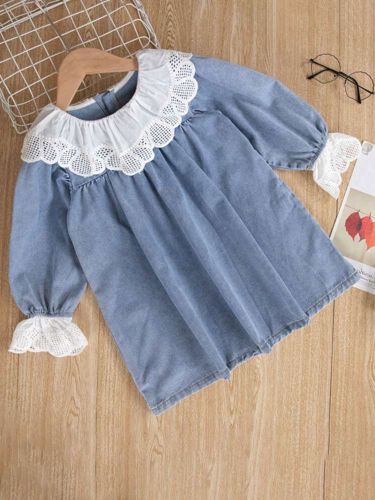 Regular Fit Scallop Long Sleeve Kids Clothing 9973