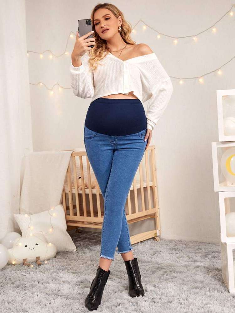  Colorblock Maternity Denim 1104