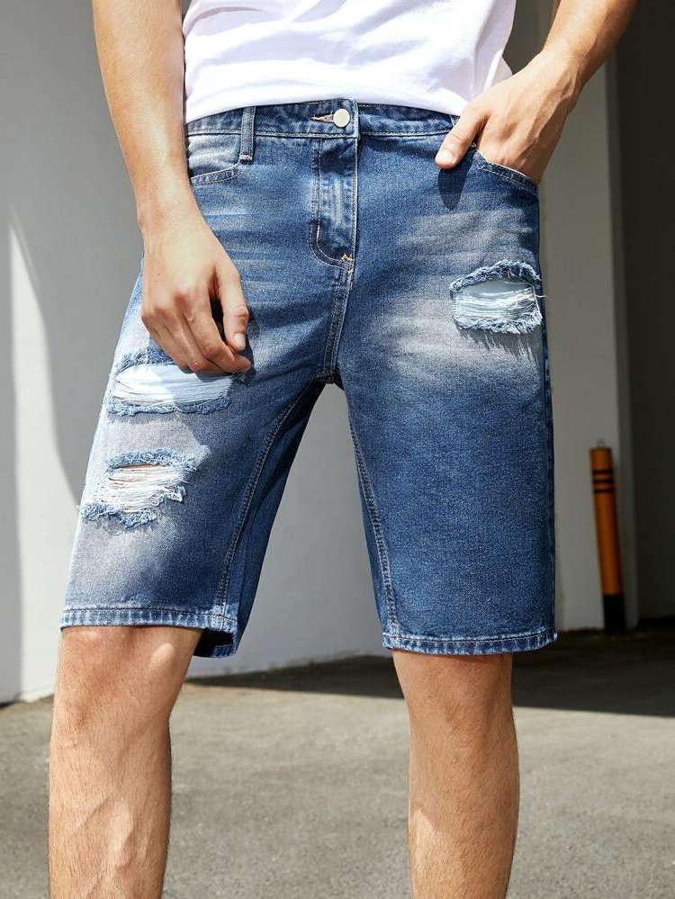   Medium Wash Men Denim Shorts 4270