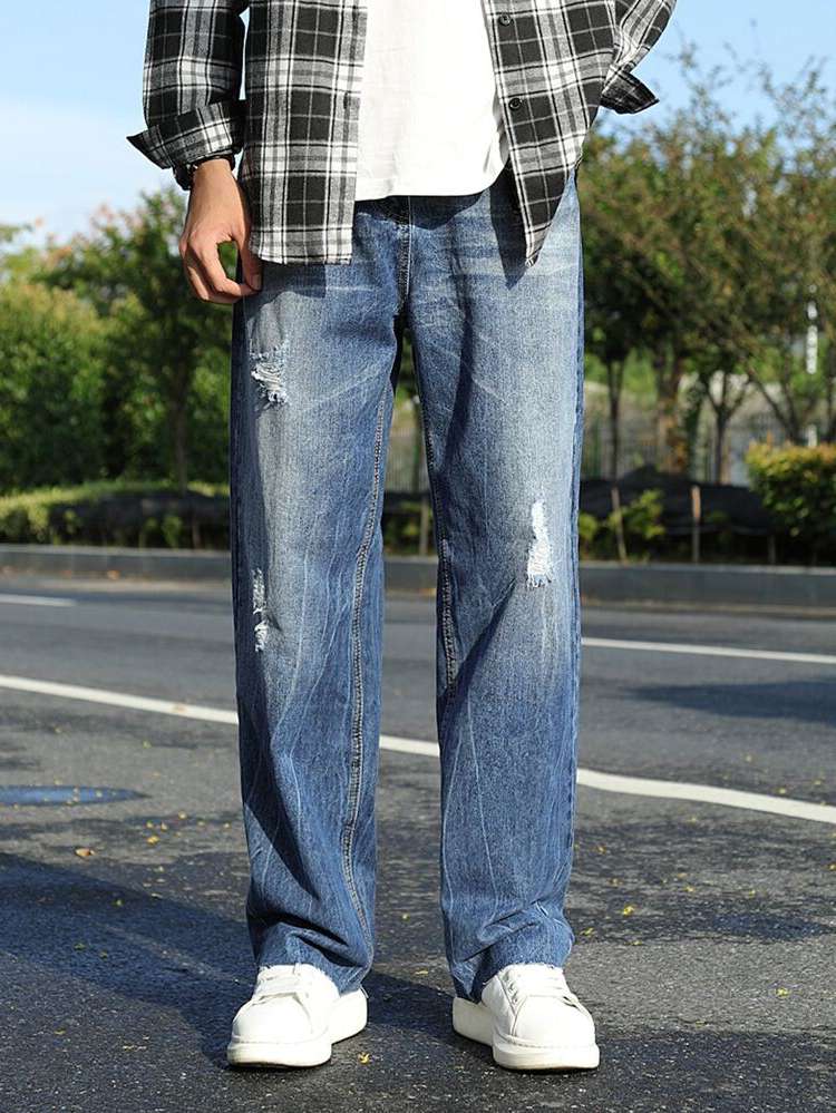 Long  Plain Men Denim 6009