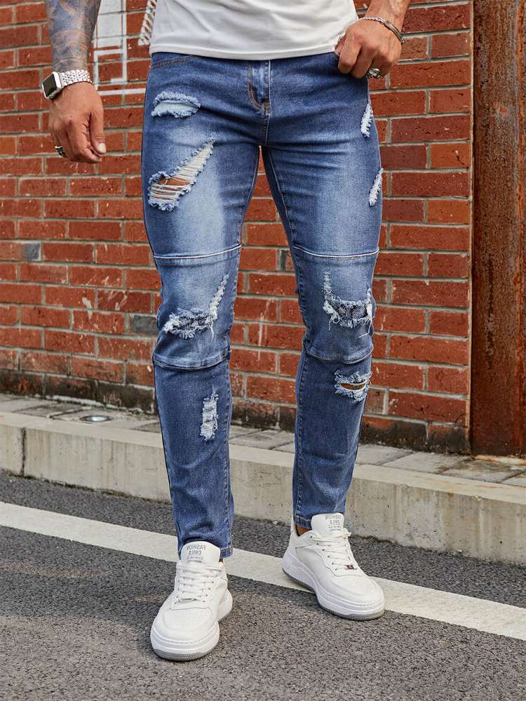 Skinny Ripped Long Men Denim 668