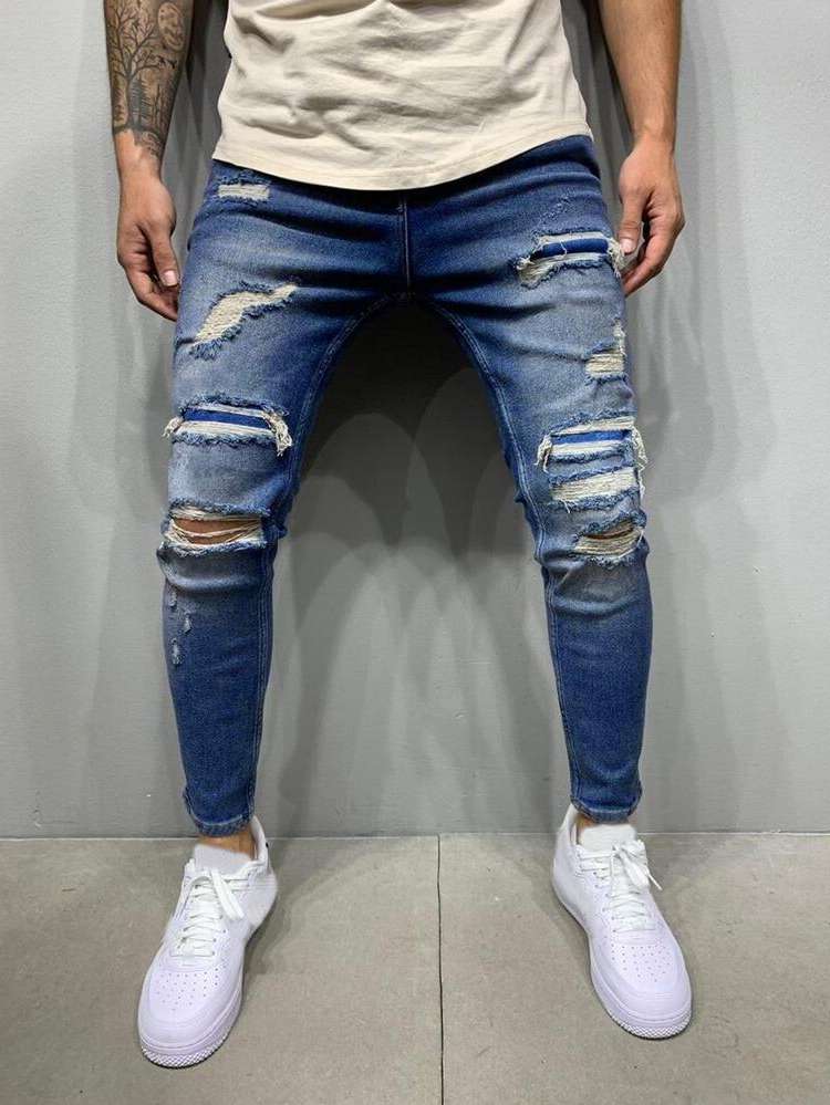 Long Skinny Ripped Men Jeans 131