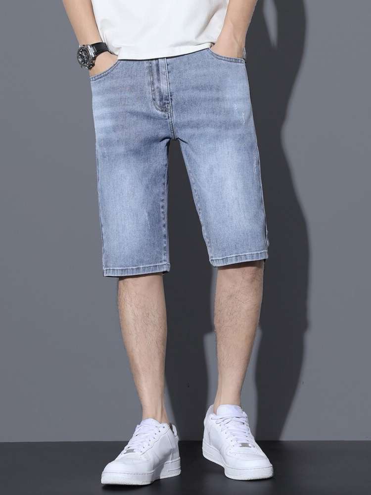  Plain  Men Denim Shorts 4536