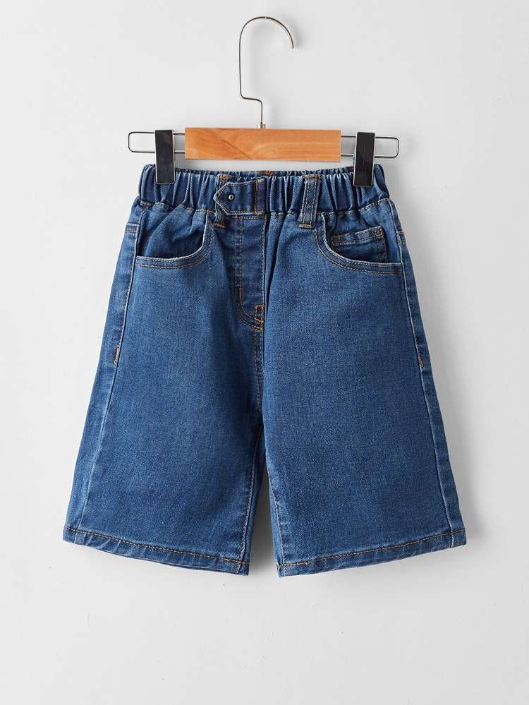  Plain Pocket Toddler Boy Denim Shorts 9093