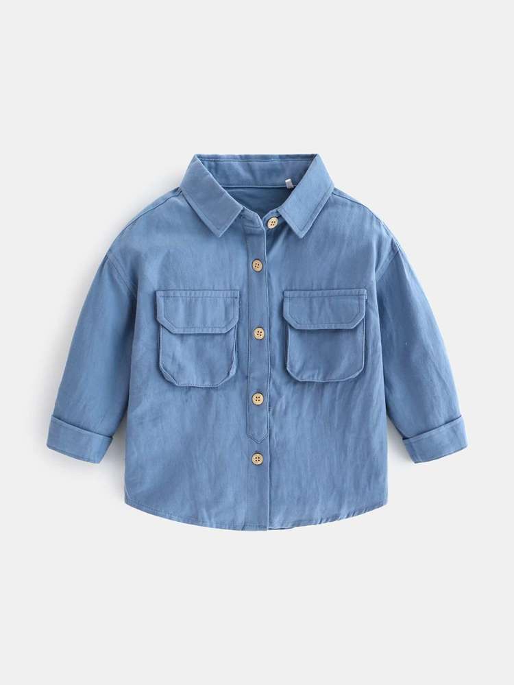 Medium Wash Regular Fit Button Plain Toddler Boys Clothing 1591