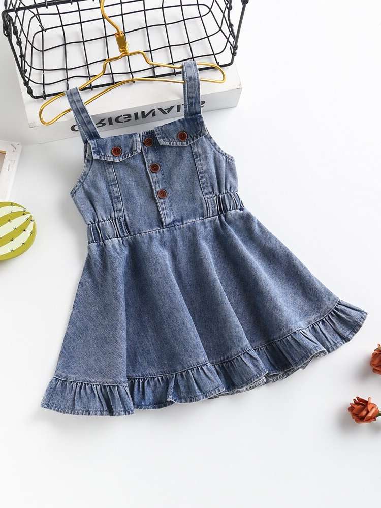 Straps Casual Short Ruffle Hem Toddler Girls Clothing 1206