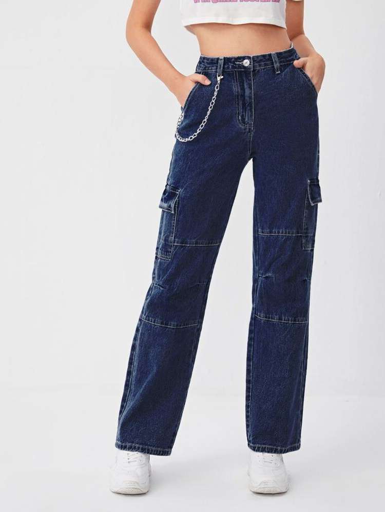 Plain Long  Women Denim 689