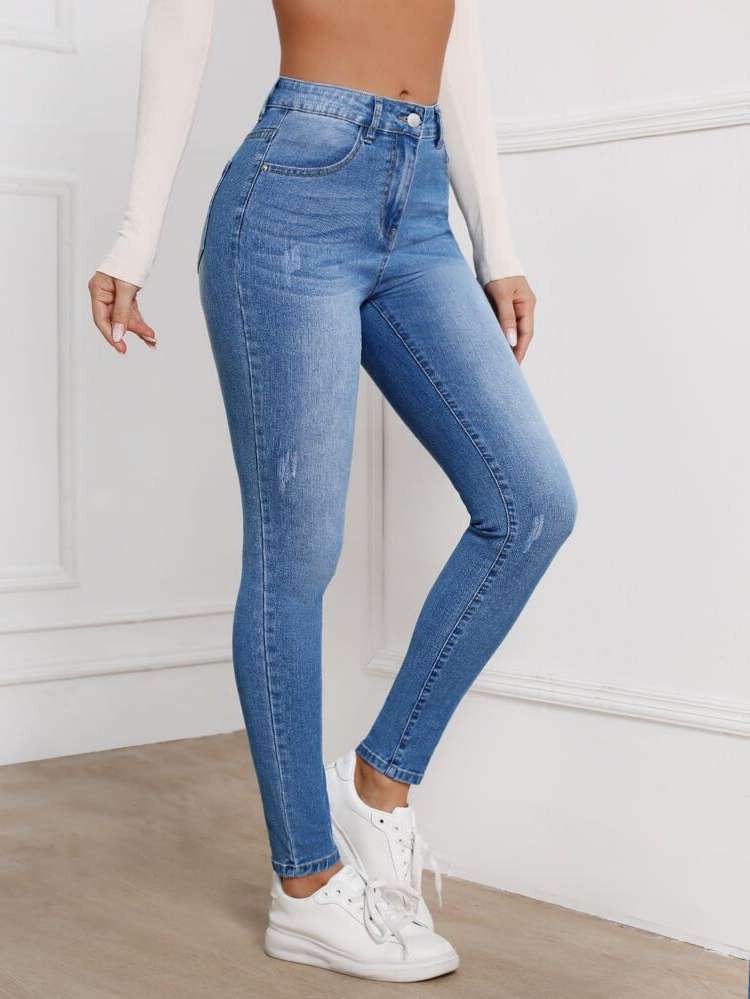 Skinny  Button Women Jeans 177