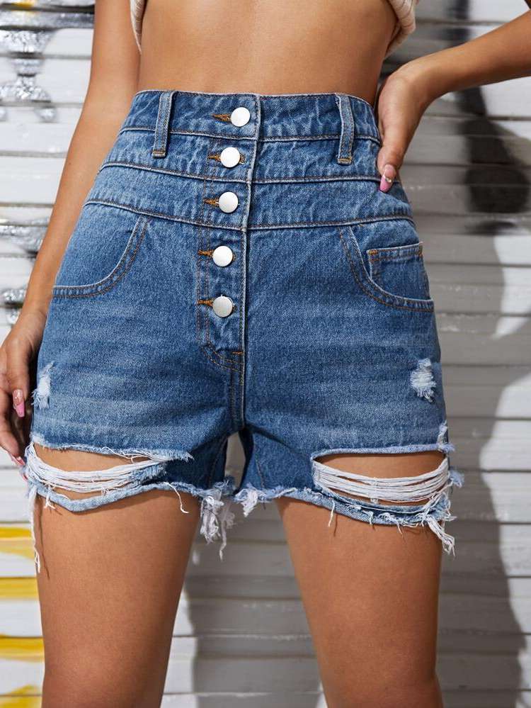  Medium Wash Women Denim Shorts 779