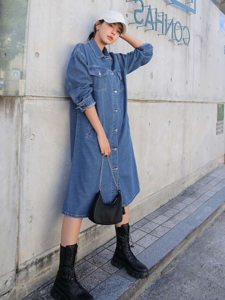  Collar Regular Fit Midi Women Denim 4320