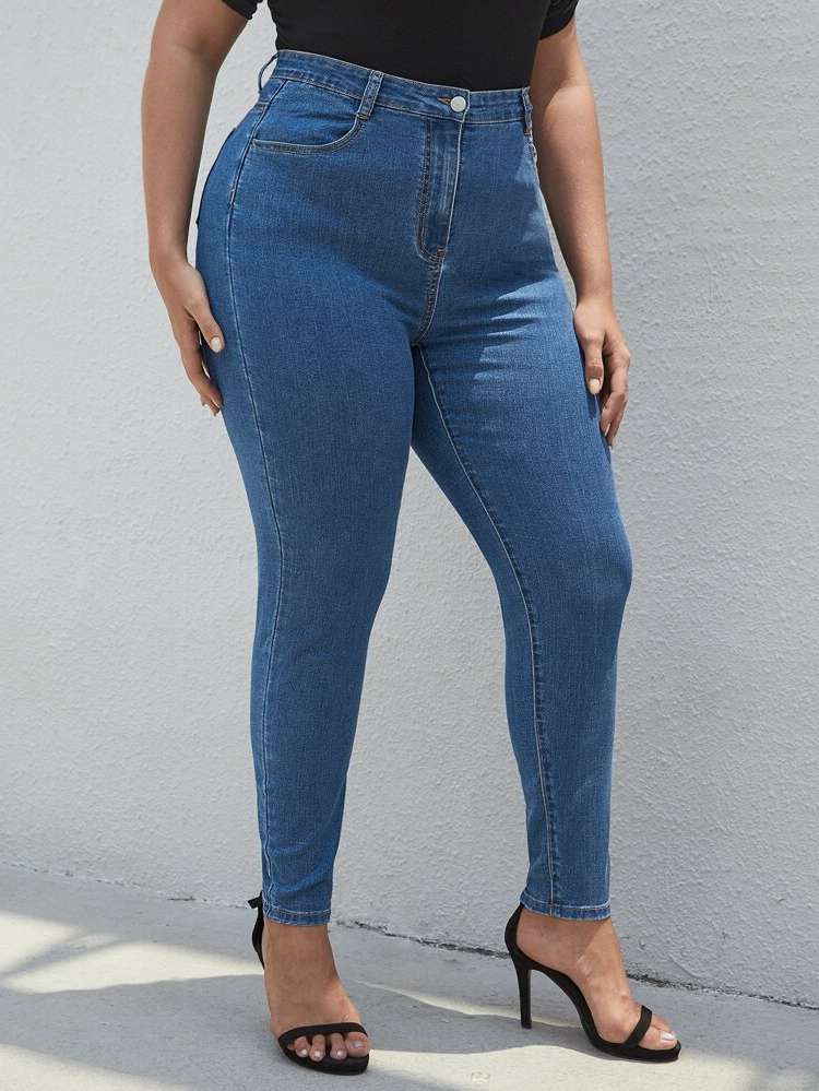  Plain Skinny Plus Size Jeans 567