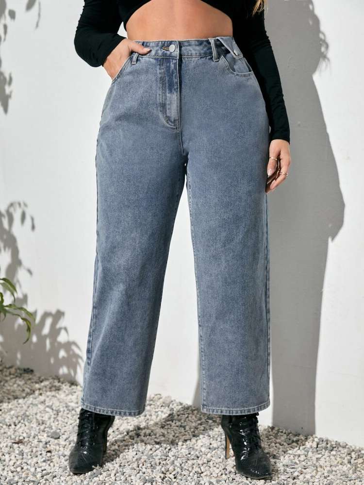  Button Long Plus Size Denim 343