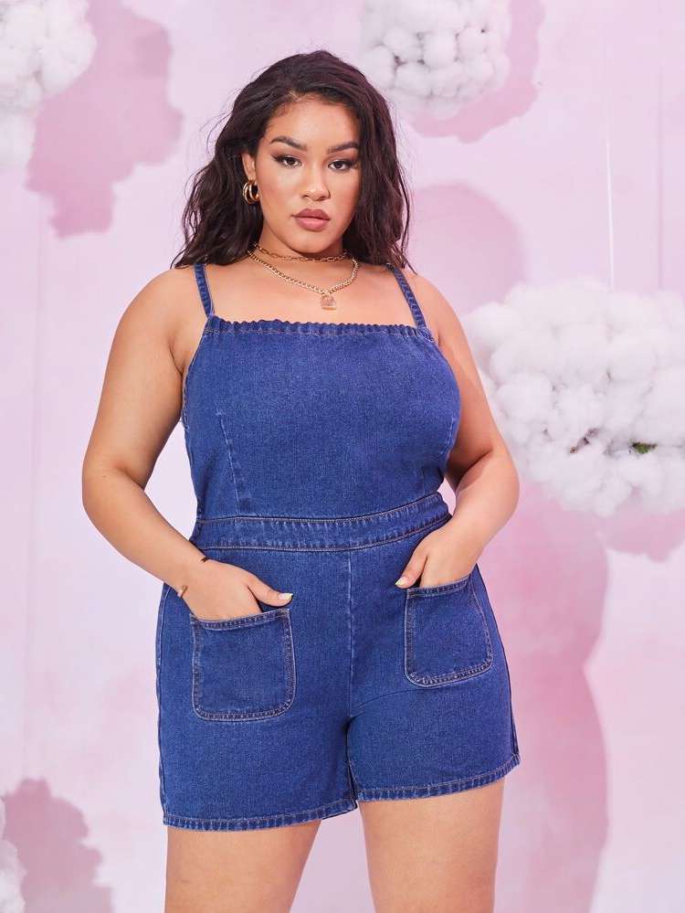  Short Casual Sleeveless Plus Size Denim 2456