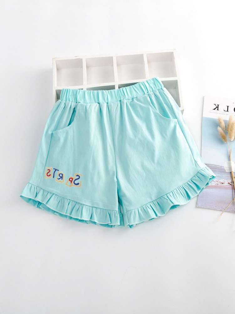 Frill Regular Fit Mint Blue Girls Bottoms 1217