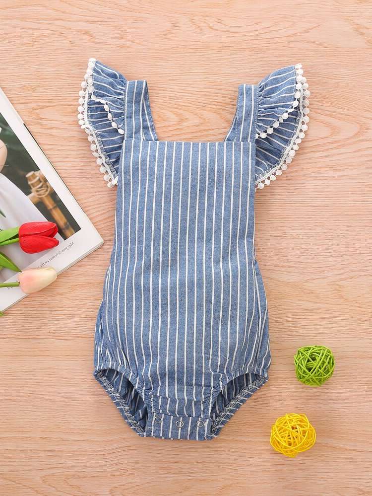 Ruffle Cap Sleeve Square Neck Baby  Mom 1385