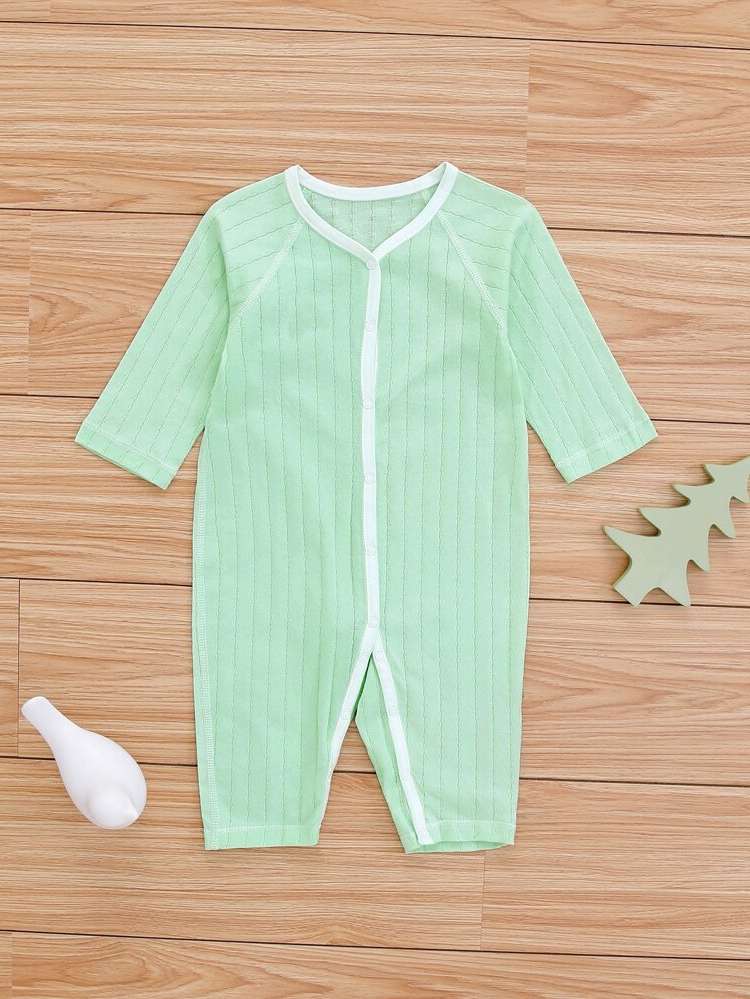 Contrast Binding Long Round Neck Baby  Mom 931