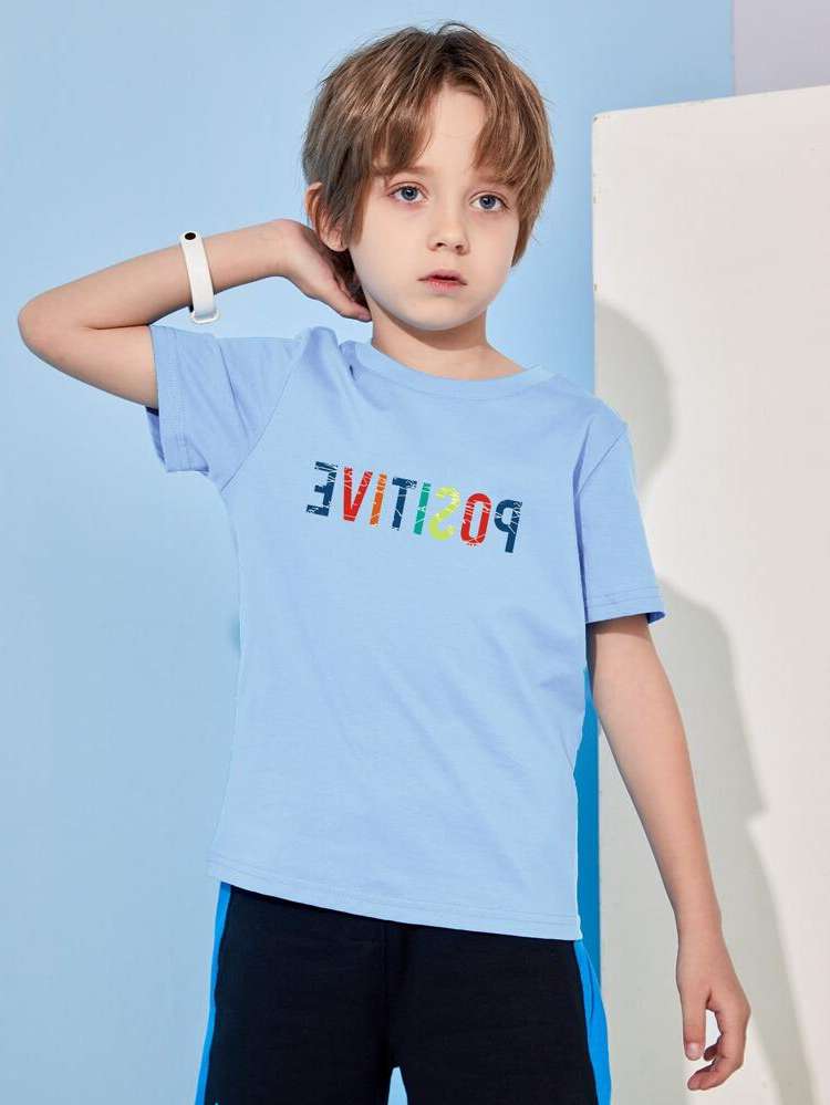  Letter Short Sleeve Kids Clothing 1020