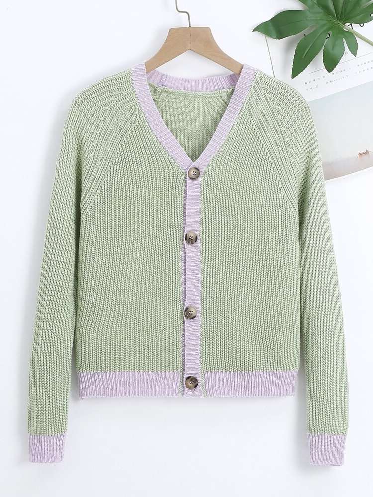 Regular Regular Fit Mint Green V neck Girls Cardigans 5119