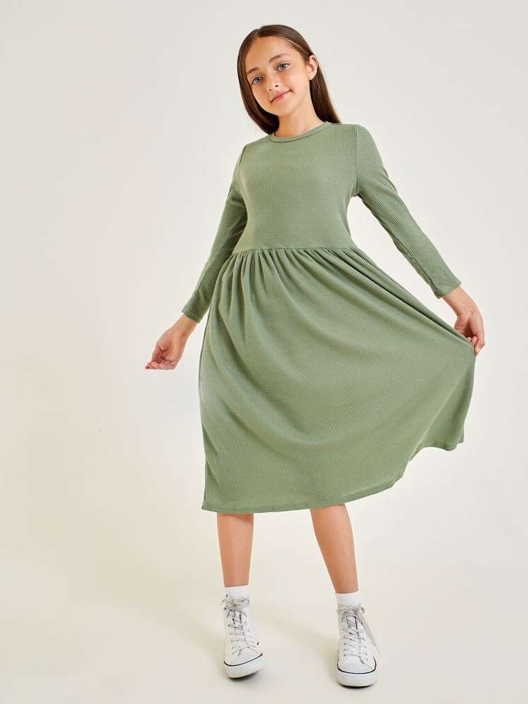  Mint Green Midi Long Sleeve Girls Clothing 103