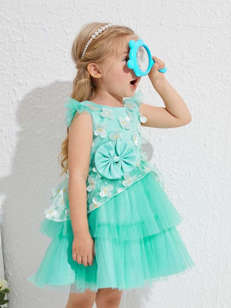  Mint Green Sleeveless Glamorous Toddler Girls Clothing 623