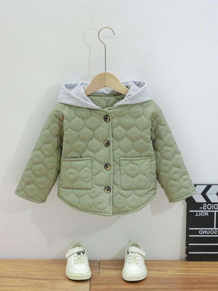 Pocket Long Sleeve Mint Green Casual Toddler Boy Winter Coats 2818