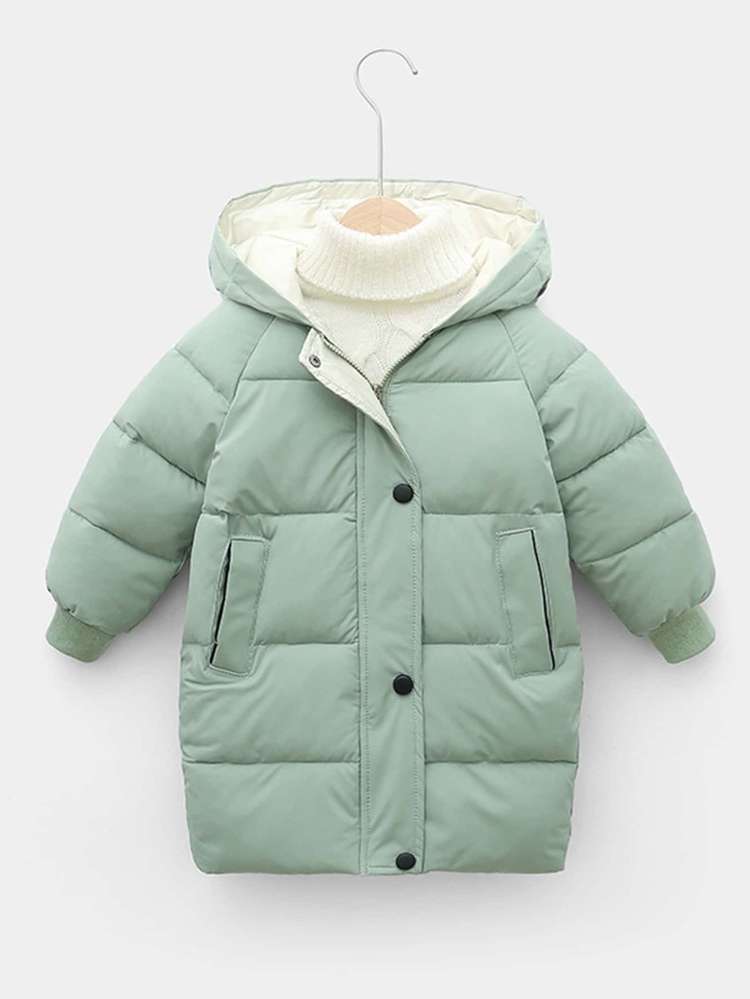 Plain Hooded Regular Fit Toddler Boy Winter Coats 8210