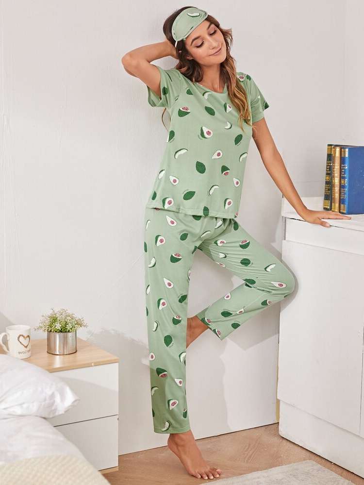 Fruit&Vegetable Round Neck Cute Women Sleepwear 1951