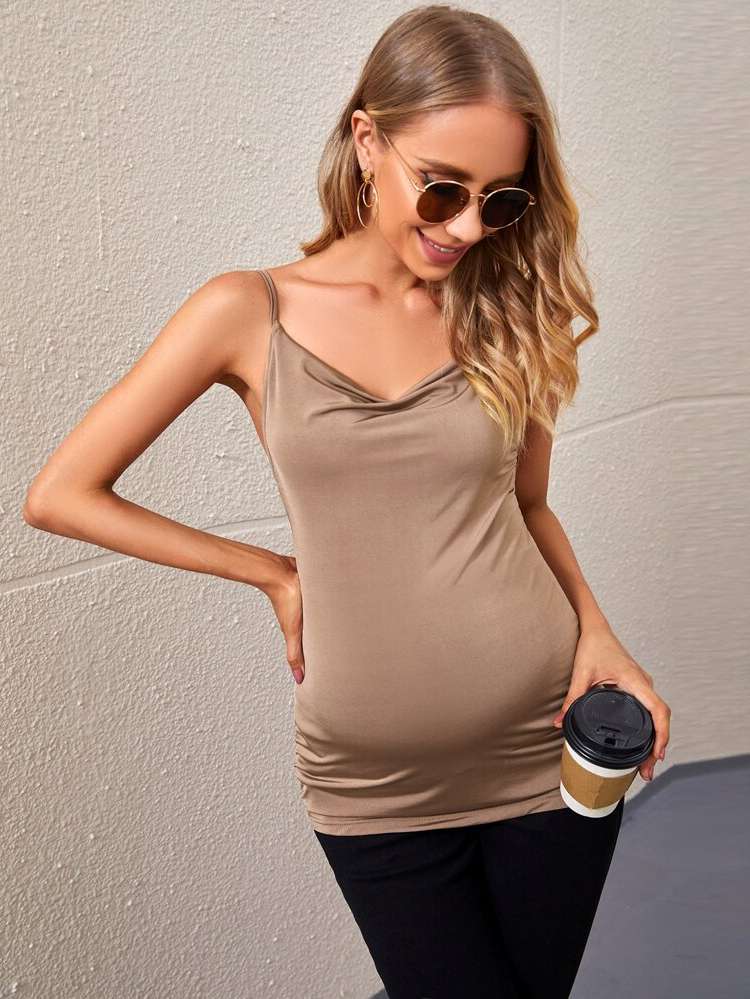 Mocha Brown Slim Fit Regular Elegant Maternity 5794