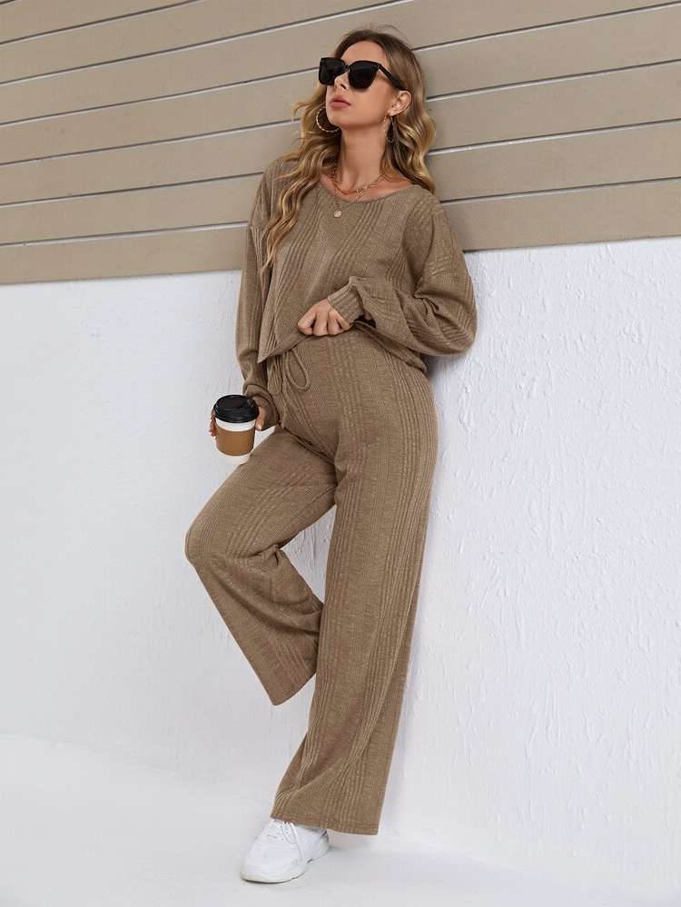 Long Sleeve Button Plain Maternity 6