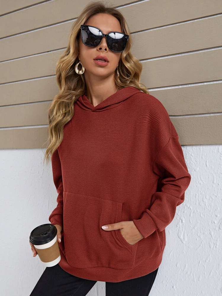 Casual Plain Pocket Maternity Sweatshirts 2966