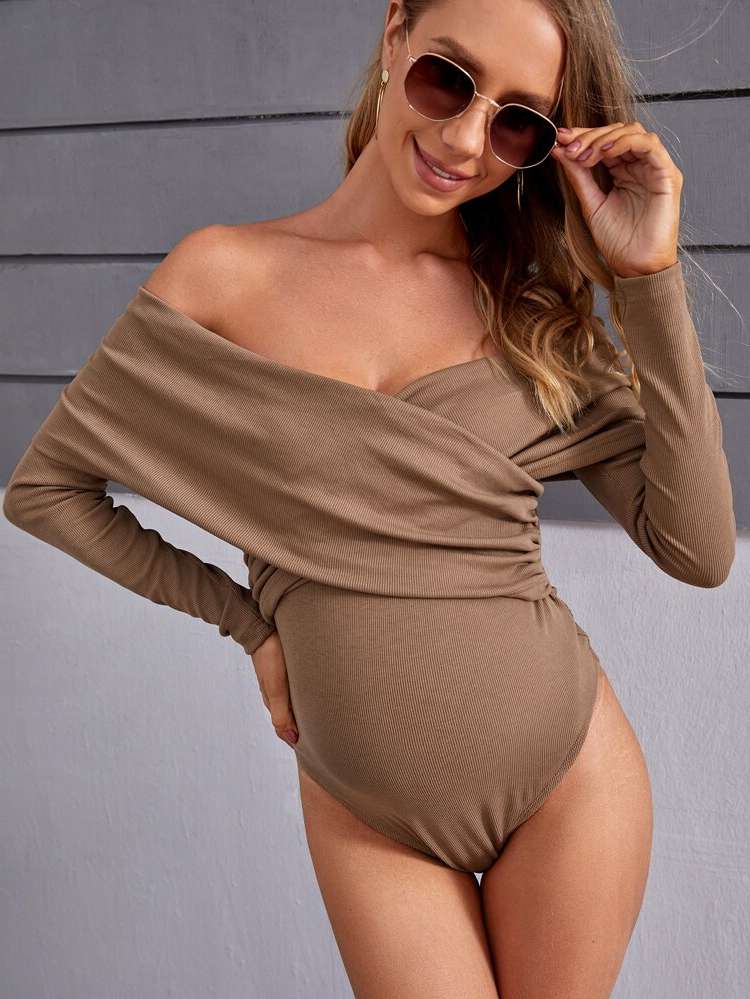 Mocha Brown Plain Wrap Maternity 710