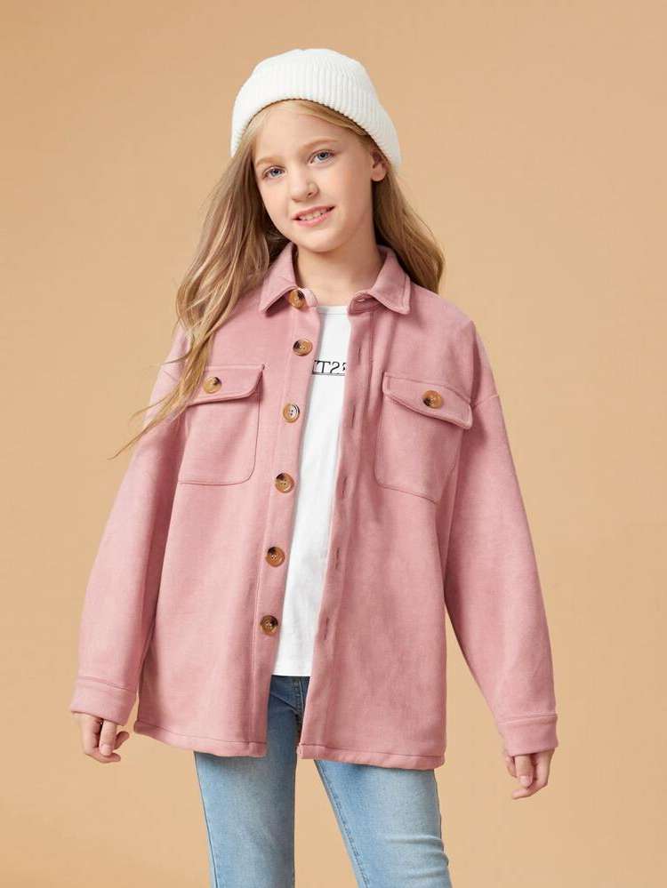 Regular Fit Regular Pocket Casual Girls Outerwear 487