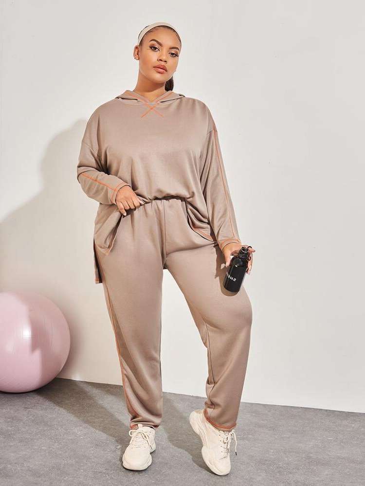  Mocha Brown Plus Size Sports Sets 637