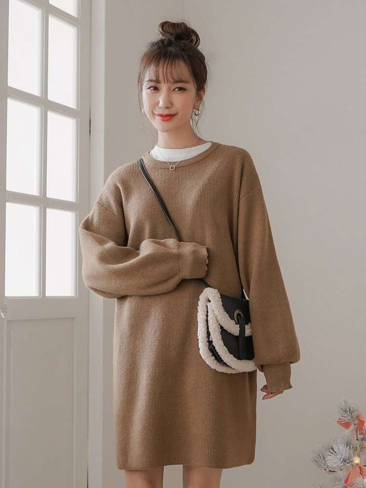 Long Sleeve Short Mocha Brown Women Clothing 620