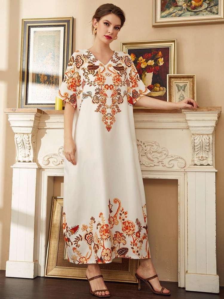  Modest Half Sleeve Arabian Dresses 4037