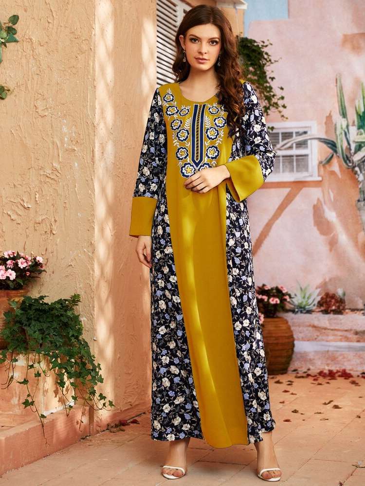 Embroidery Modest Floral Multicolor World Apparel 7292