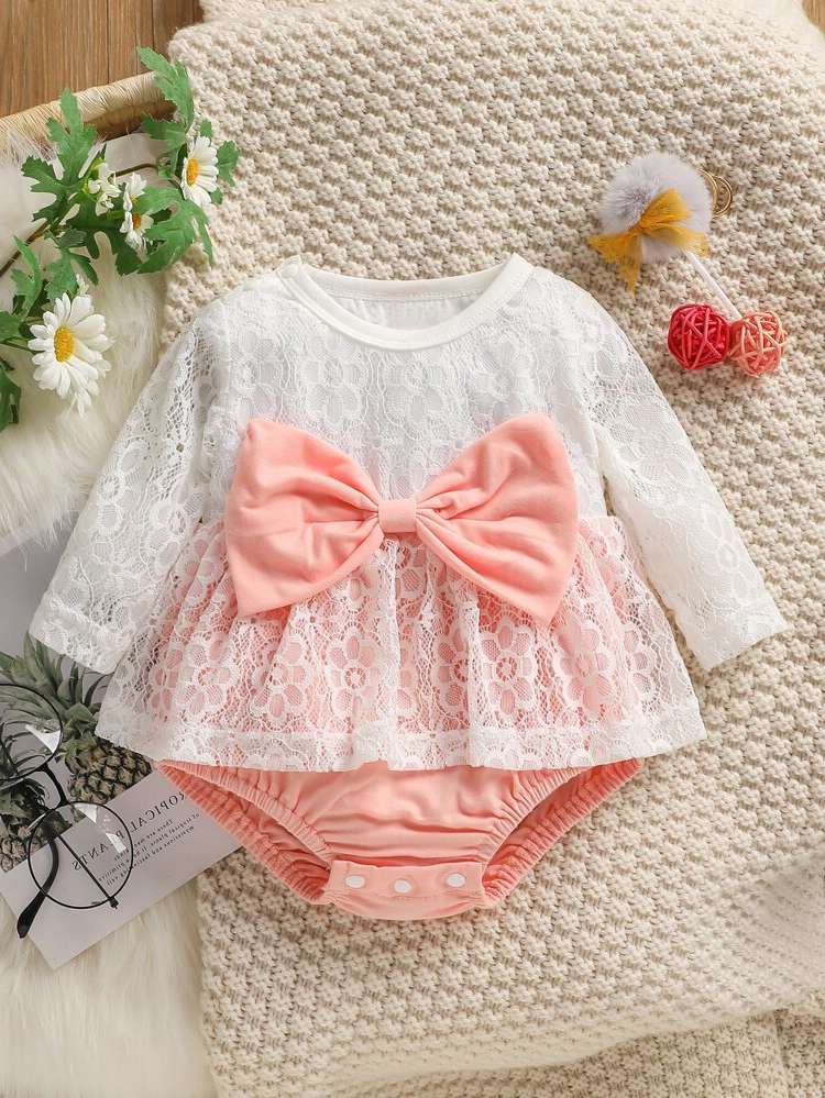 Multicolor Long Sleeve Round Neck Baby Bodysuits 5566