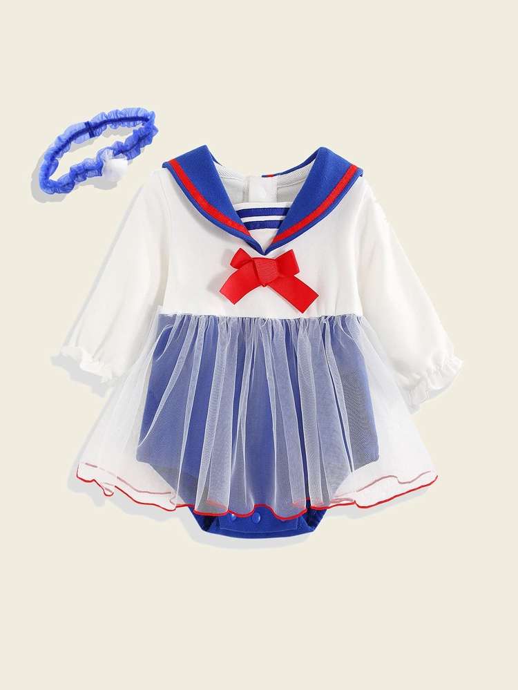 Long Sleeve Sailor Collar  Baby Clothing 8106