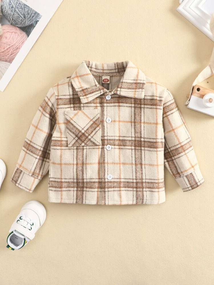 Plaid Collar Regular Regular Fit Baby  Mom 2154