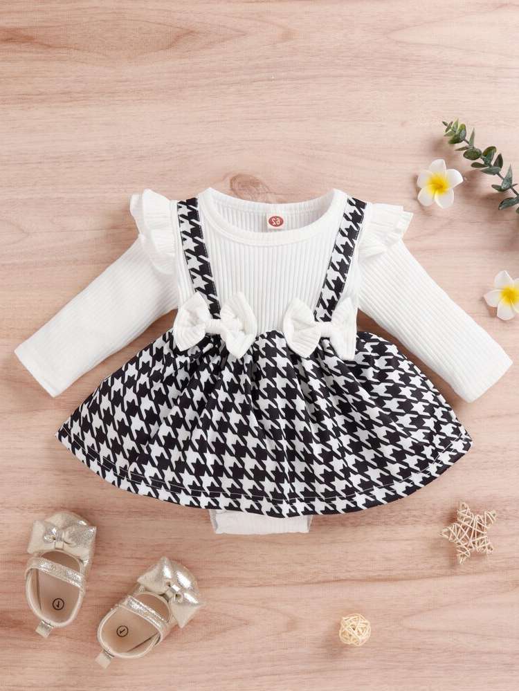 Bow Knee Length Long Sleeve Regular Fit Baby Clothing 3647