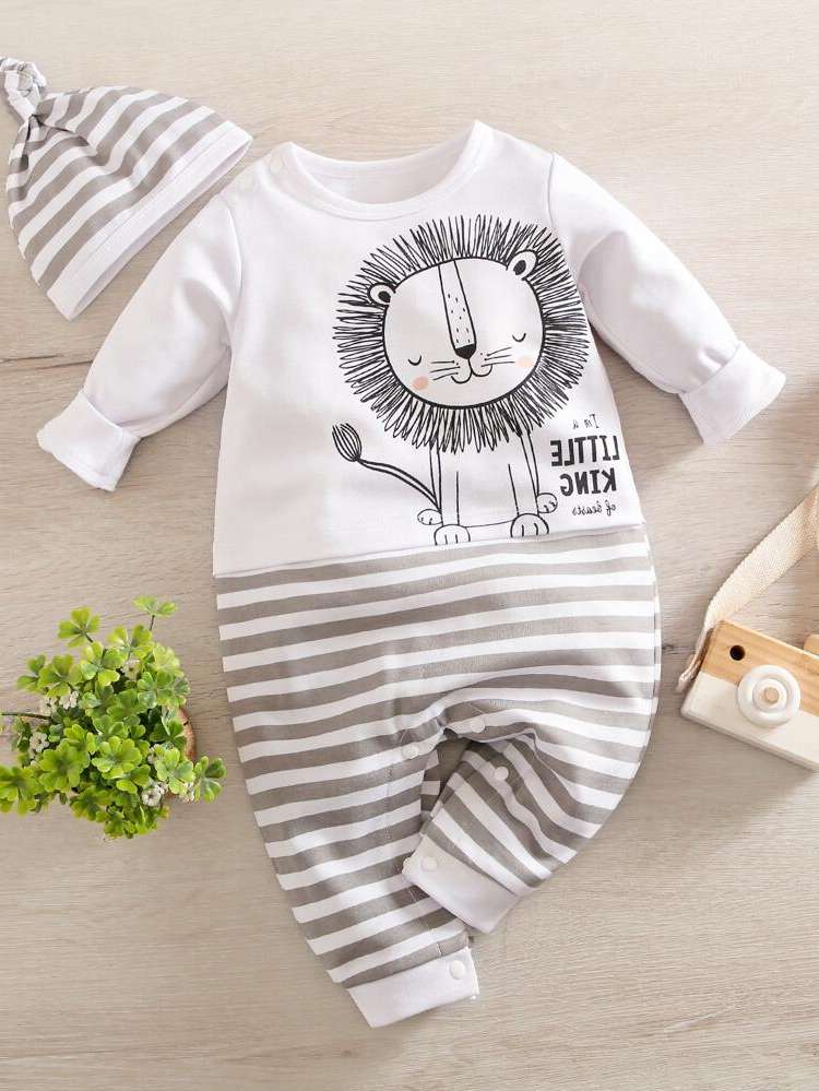 Button Striped Long Baby  Mom 7047