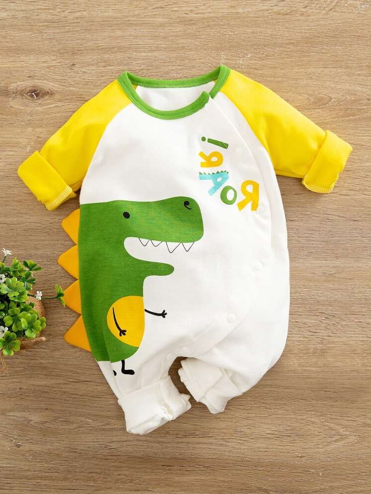 Long Sleeve Round Neck Multicolor Baby Jumpsuits 24