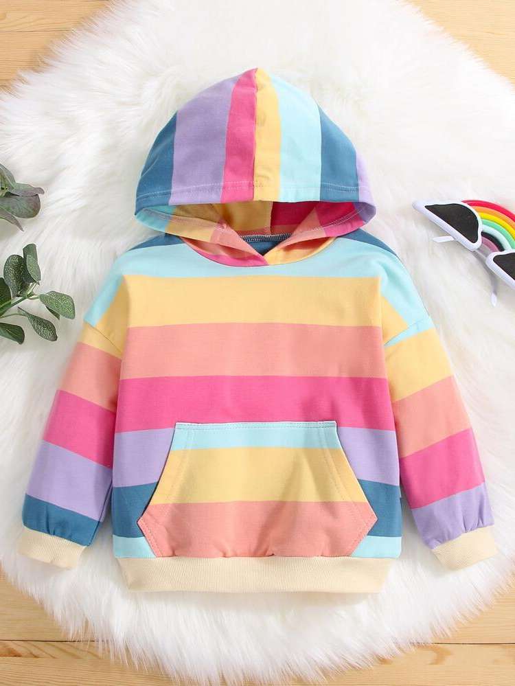 Long Sleeve Hooded Colorblock Casual Baby  Mom 1509