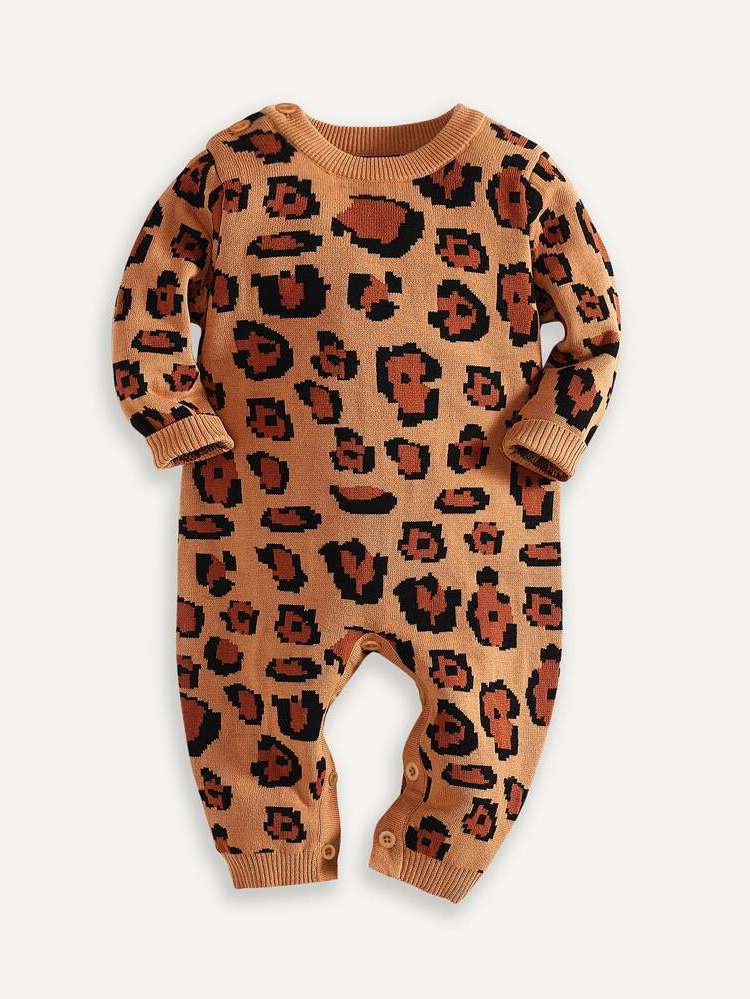  Regular Fit Casual Leopard Baby Knitwear 7414