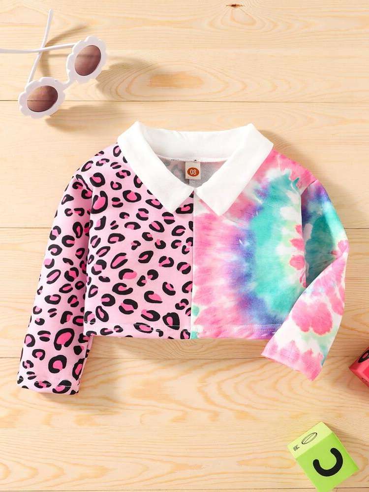 Leopard  Collar Baby Tops 3922