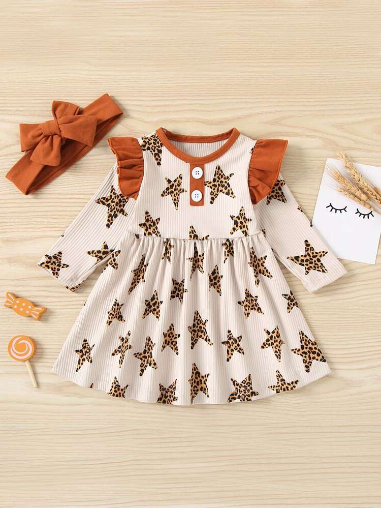  Short Long Sleeve Multicolor Baby Dresses 1119