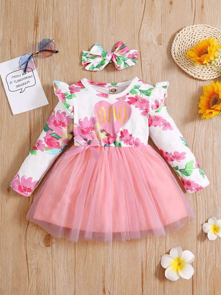 Floral Short Long Sleeve Cute Baby Clothing 9135