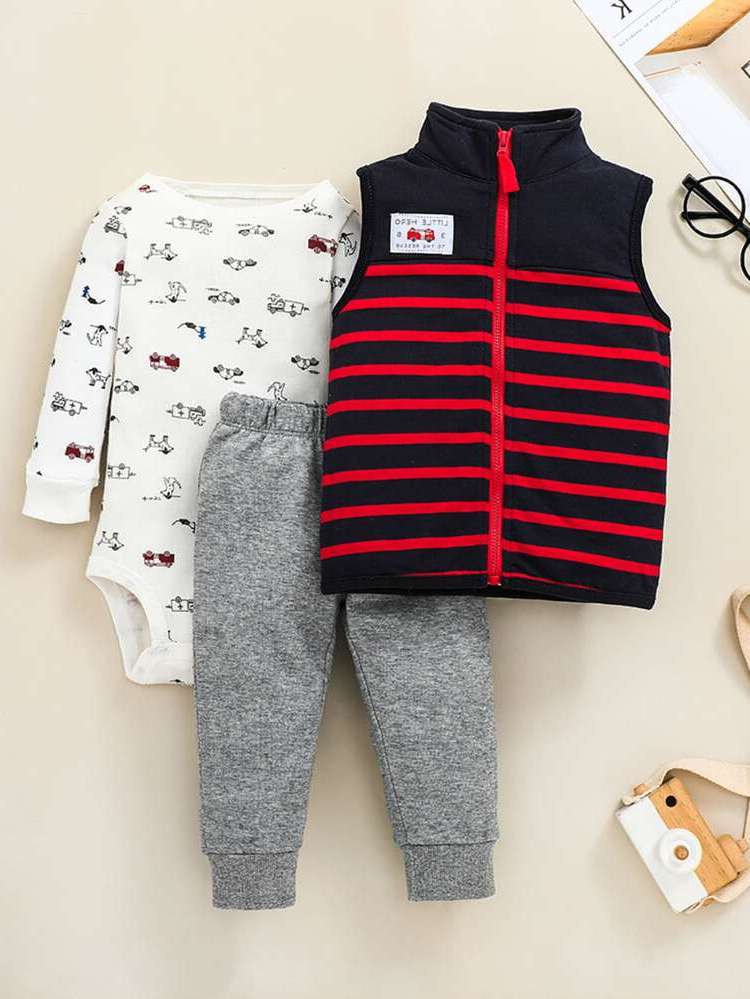  Patched Stand Collar Long Sleeve Baby Sets 771